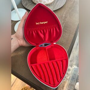 NEW Hey Harper Heart-Shaped Red Jewelry Storage Case